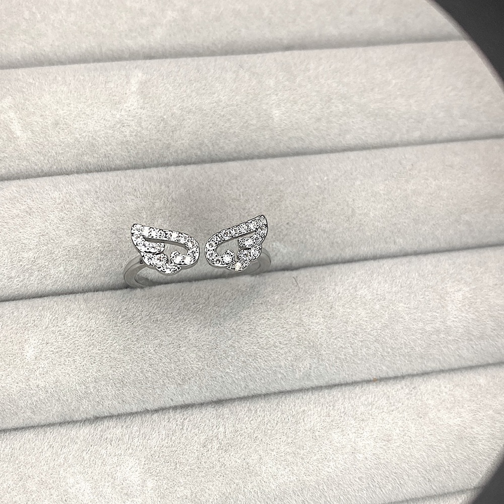 New Dainty Angel Wings Adjustable Ring Pavé - Picture 3 of 7